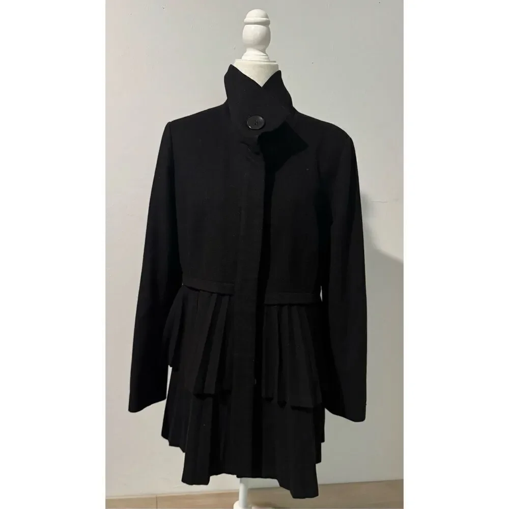 George Simonton studio Australian lambswool cashmere blend black coat 12